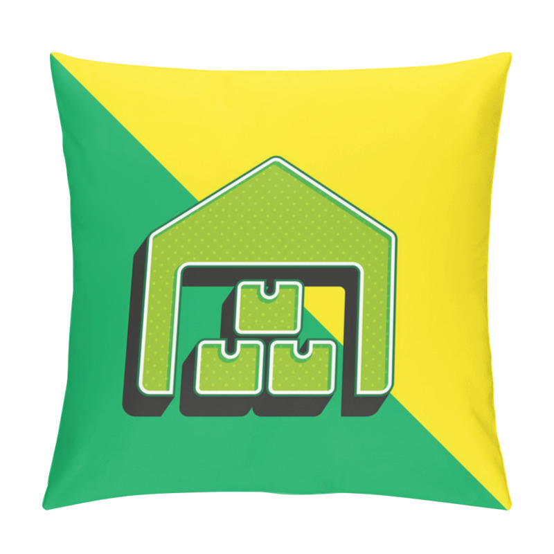 Personality  Boxes Green And Yellow Modern 3d Vector Icon Logo Pillow Covers