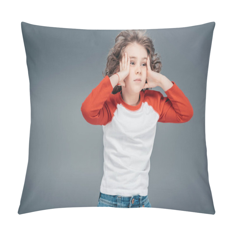 Personality  Curly Little Boy At Studio Pillow Covers