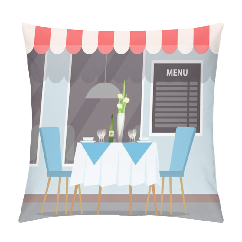 Personality  Restaurant Outdoors View, Exterior Elegant Table Pillow Covers