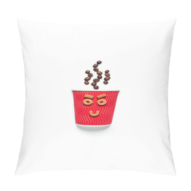 Personality  Coffee Beans With Paper Cup And Cookies Pillow Covers