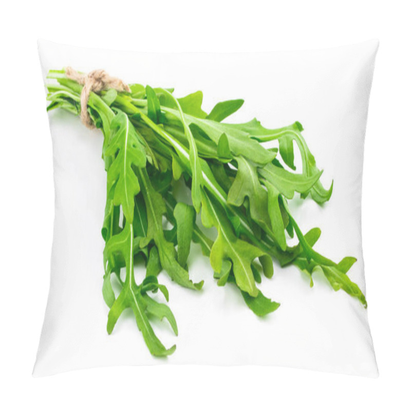 Personality  Green Fresh Rucola Leaves Isolated On White Background. Rocket S Pillow Covers