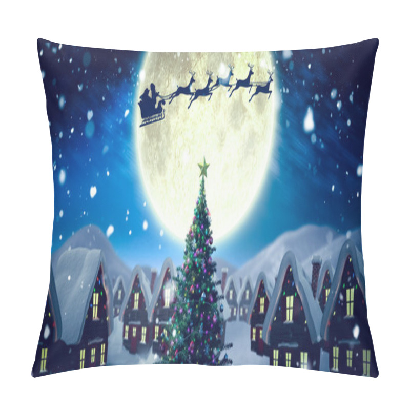 Personality  Santa Delivery Presents To Village Pillow Covers