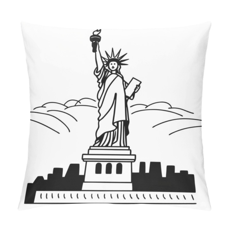 Personality  A Striking Silhouette Of The Statue Of Liberty, Symbolizing Freedom And Democracy. Perfect For Travel, Cultural, And Patriotic-themed Design Projects. Pillow Covers