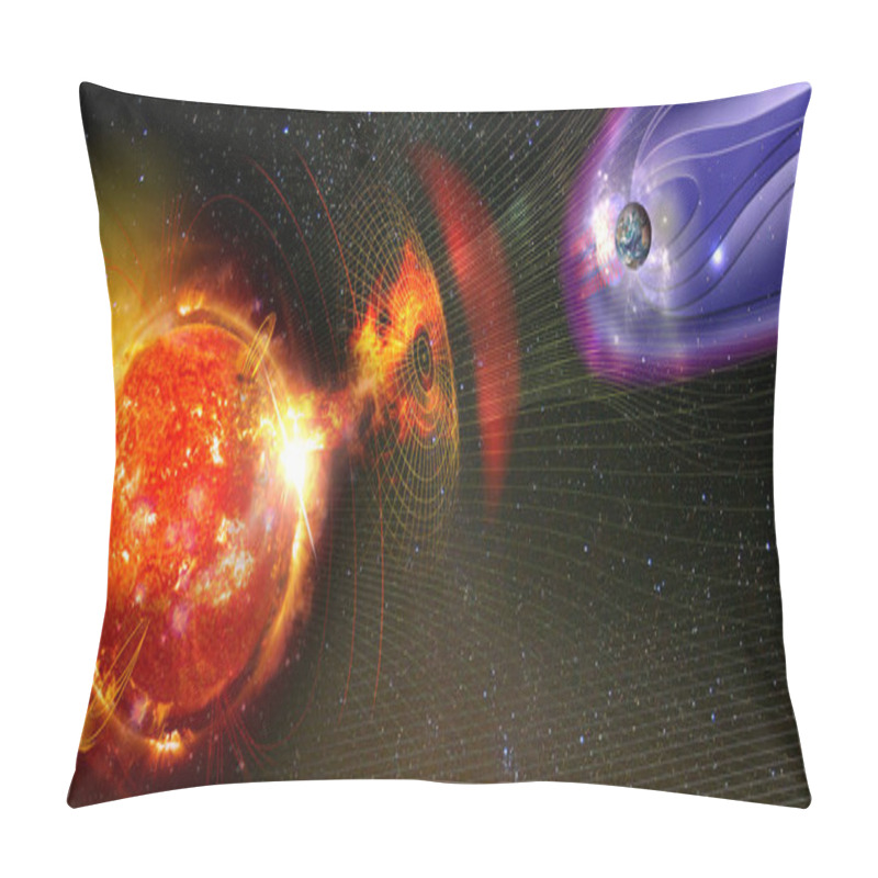 Personality  Earth's Magnetic Field Against Sun's Solar Wind, Flow Of Particles. Element Of This Image Is Furnished By NASA Pillow Covers