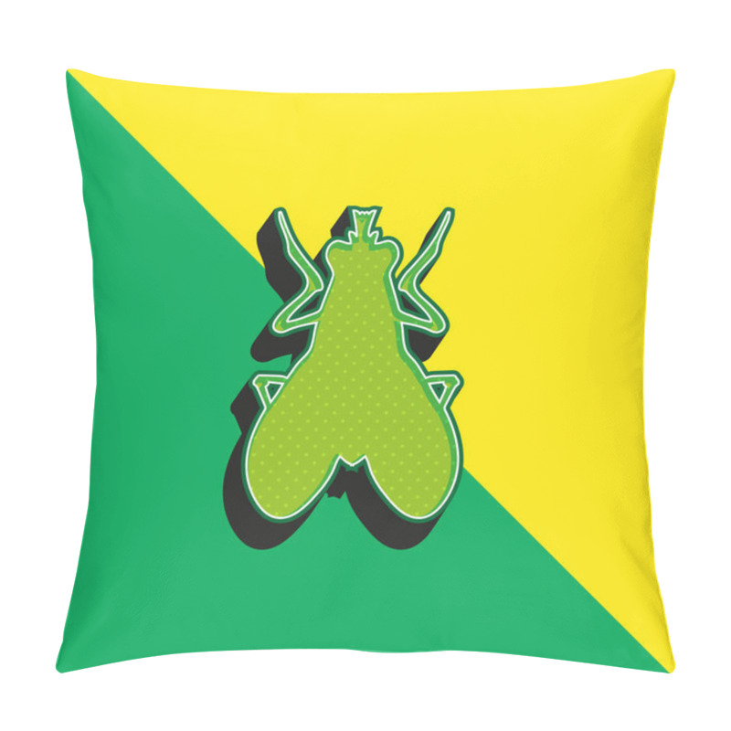 Personality  Blow Fly Insect Shape Green And Yellow Modern 3d Vector Icon Logo Pillow Covers