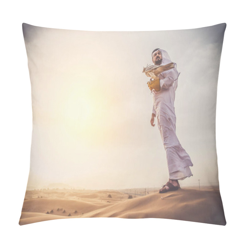 Personality  Arabian Man With Hawk Pillow Covers