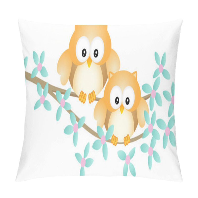 Personality  Cute Owl Couple Sitting On Tree Branch Pillow Covers