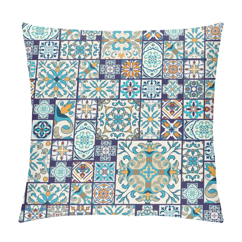 Personality  Vector Seamless Texture. Beautiful Mega Patchwork Pattern For Design And Fashion With Decorative Elements Pillow Covers