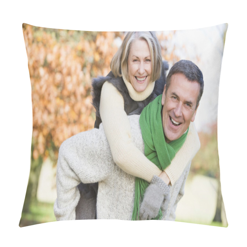 Personality  Senior Man Giving Woman Piggyback Ride Pillow Covers