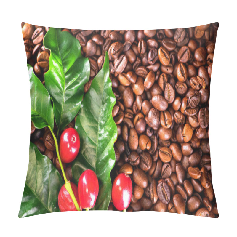 Personality  Close View Of Coffee Beans And Coffee Plant Pillow Covers