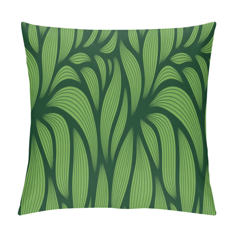 Personality  Luxury Seamless Floral Pattern With Striped Leaves. Elegant Astract Background In Minimalistic Linear Style. Trendy Line Art Design Element. Vector Illustration. Pillow Covers