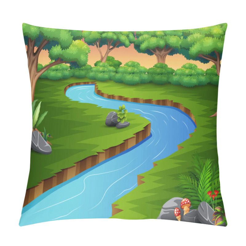 Personality  Nature Scene Of River In The Forest Pillow Covers