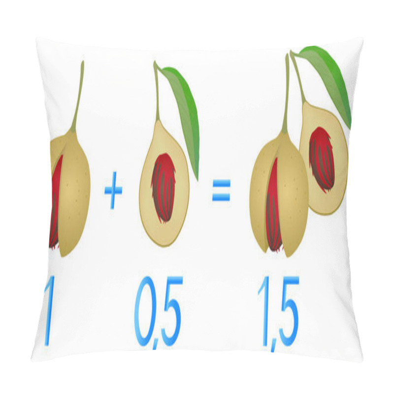 Personality  Mathematical Games For Children. Study The Fractions Numbers, Example With Of A Nutmeg. Pillow Covers