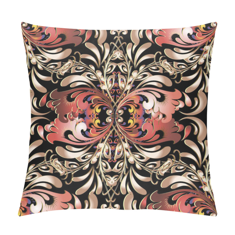 Personality  Russian Floral 3d Vector Seamless Pattern.  Pillow Covers