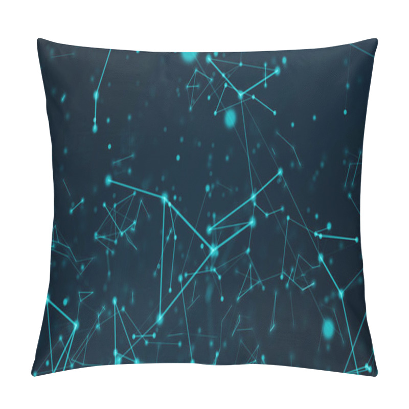 Personality  Abstract Blue Plexus Technology Network Connects And Atoms Science Concept Background Futuristic Motion Graphic Background Pillow Covers