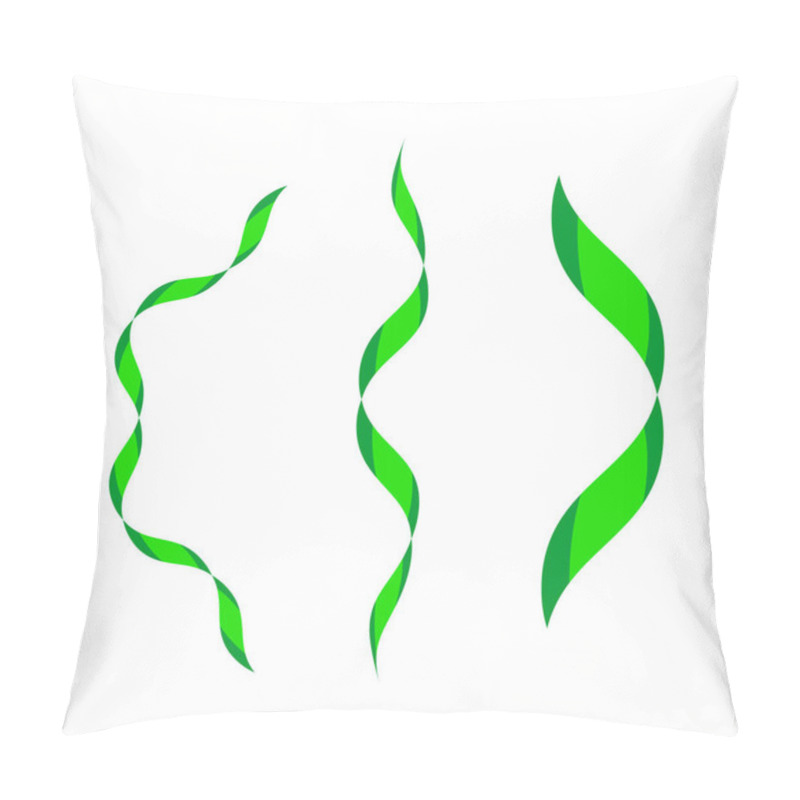 Personality  Green Spiral Ribbon. Abstract Twisted Shape. Elegant Decorative Curve. Vector Illustration. EPS 10. Pillow Covers