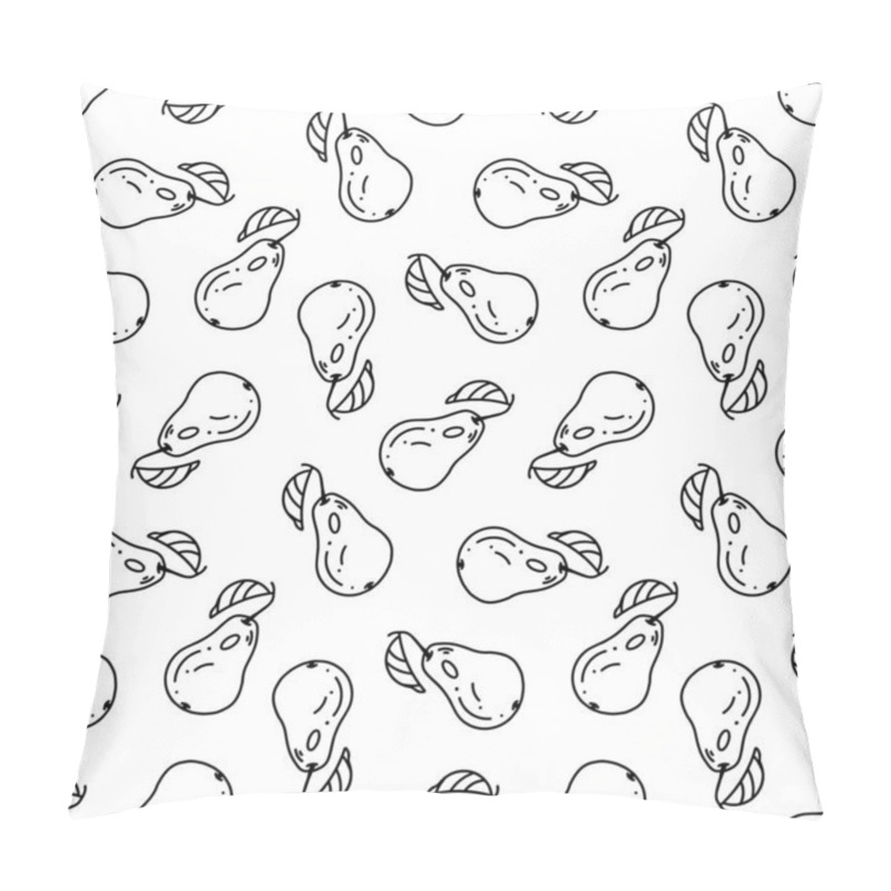 Personality  This Seamless Design Displays An Array Of Hand Drawn Pears With Black Outlines And Simple Leaf Details, Ideal For Wallpapers, Fabric Prints, And Creative Projects That Showcase Fruit Motifs. Pillow Covers