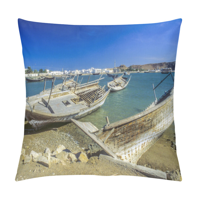 Personality  Rotten Typical Arabic Dhau Boats  At The Beach Of SUR, Pillow Covers