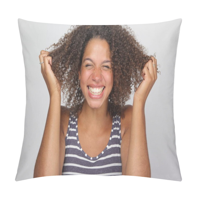 Personality  Beautiful Happy Afro Woman Pillow Covers