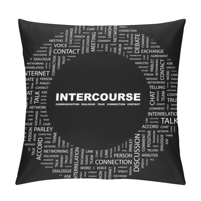 Personality  INTERCOURSE. Word Collage On Black Background Pillow Covers