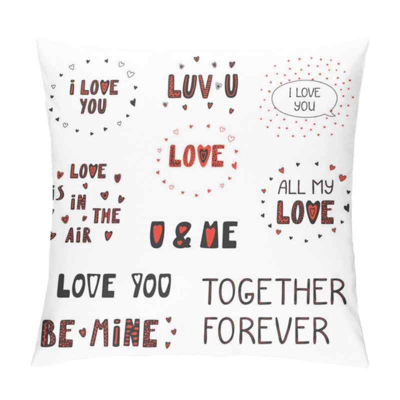 Personality  Collection Of Typographic Quotes About Love With Hearts  For Valentine Day Romantic Lettering Cards  Pillow Covers