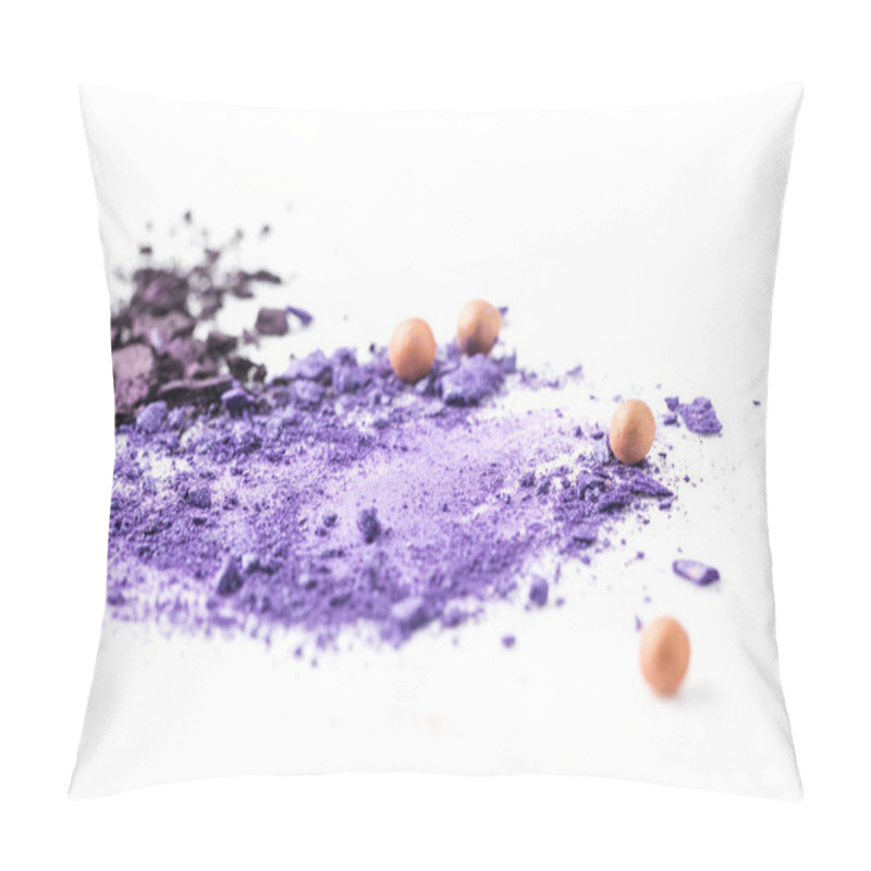 Personality  Spilled Purple And Nude Cosmetic Eye Shadows On White Surface Pillow Covers