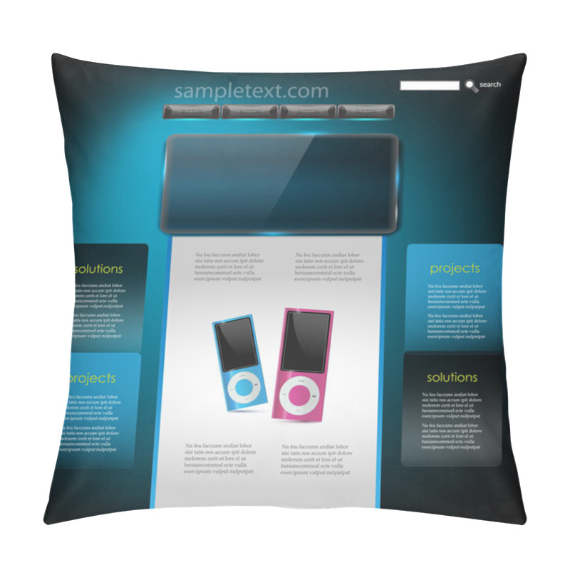 Personality  Vector Website Design Template Of Mp3 Player Pillow Covers