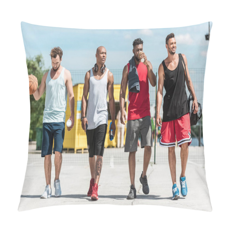 Personality  Multiethnic Sportsmen On Court Pillow Covers