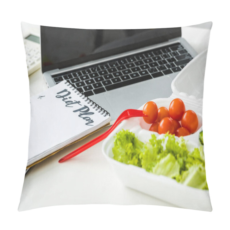 Personality  Tasty Vegetables Near Notebook With Diet Plan Lettering And Laptop Pillow Covers