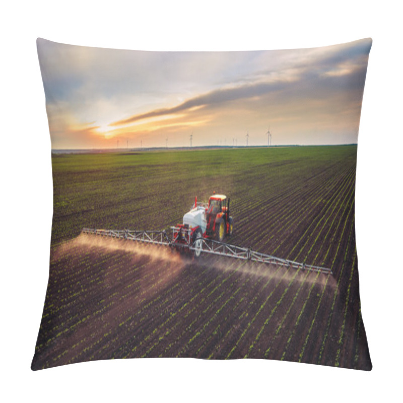 Personality  Tractor Spraying Field At Spring  Pillow Covers