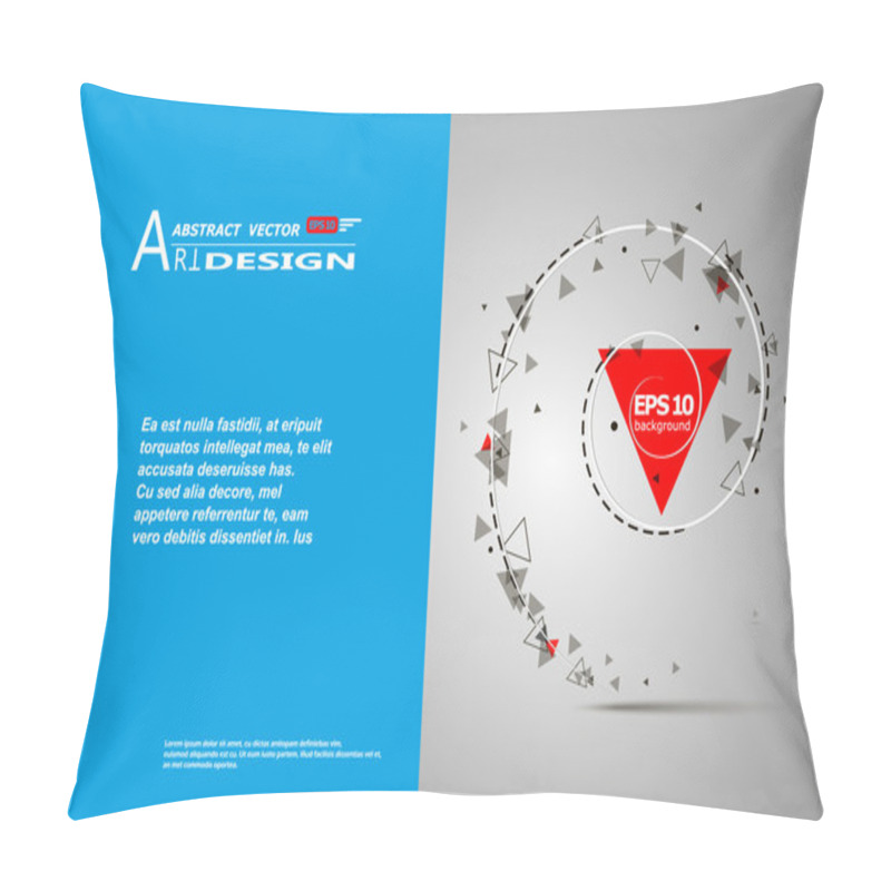 Personality  Abstract Composition, Text Frame Surface, White, Blue Title Sheet, A4 Brochure Issue, Creative Figure, Red Triangle Contour Icon, Logo Construction, Banner Form Texture, Flyer Fiber, EPS10 Backdrop Pillow Covers