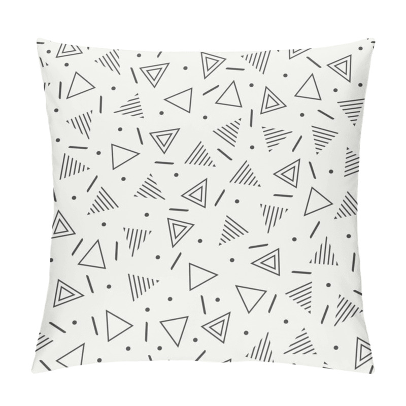 Personality  Retro Memphis Geometric Line Shapes Seamless Patterns. Hipster Fashion 80-90s. Abstract Jumble Textures. Black And White. Triangle. Memphis Style For Printing, Website, Fabric Design, Poster, Cards Pillow Covers