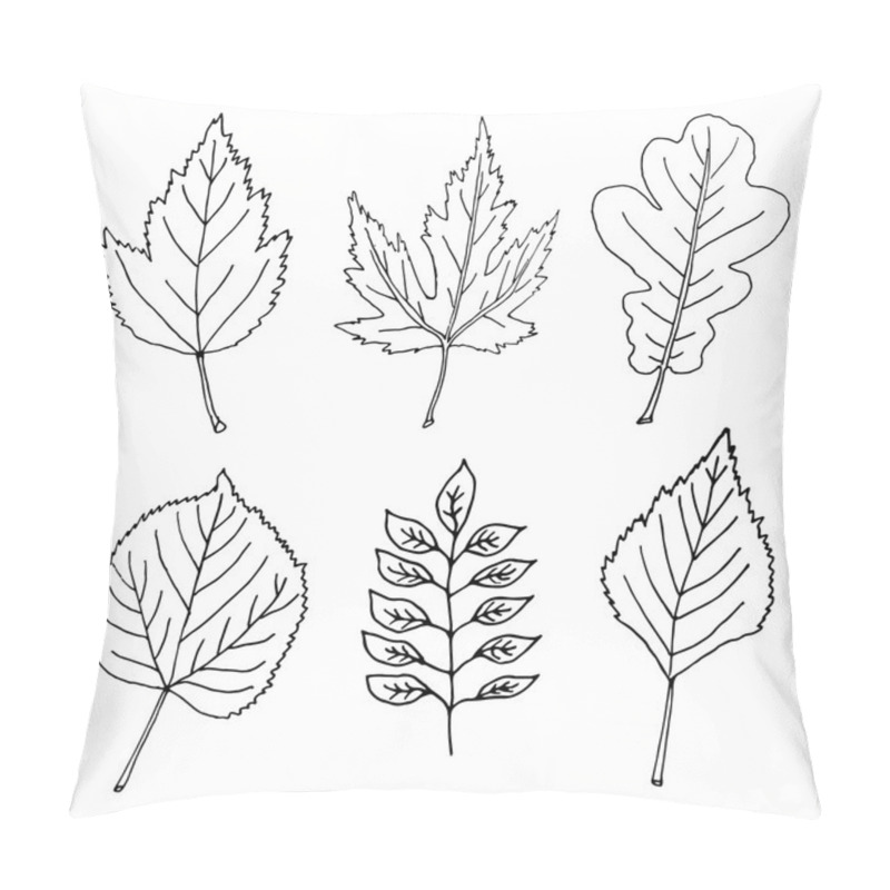 Personality  Hand-drawn Leaves Doodles Set Pillow Covers