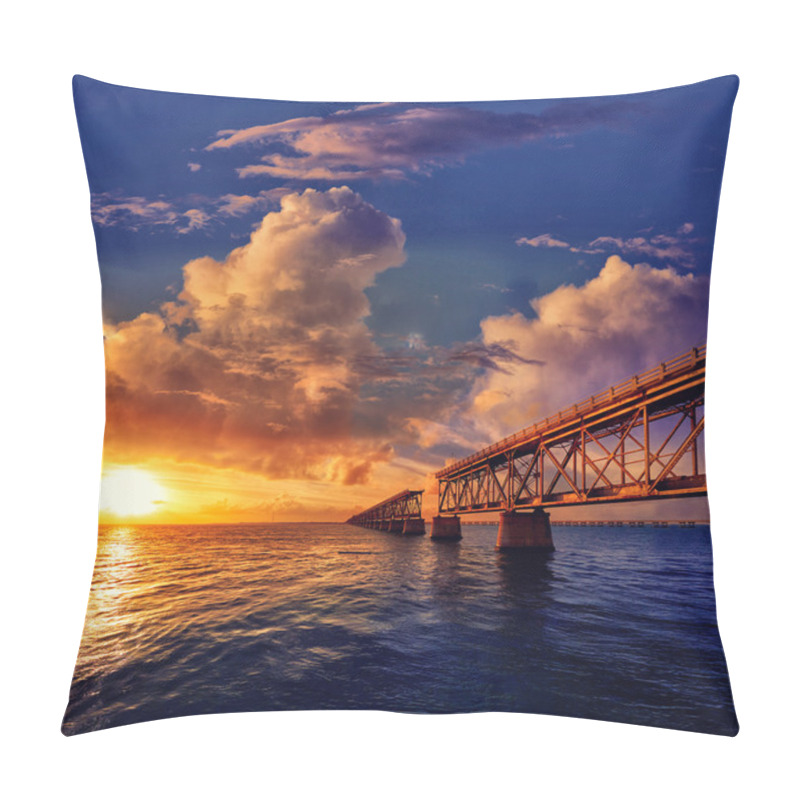 Personality  Florida Keys Old Bridge Sunset At Bahia Honda Pillow Covers