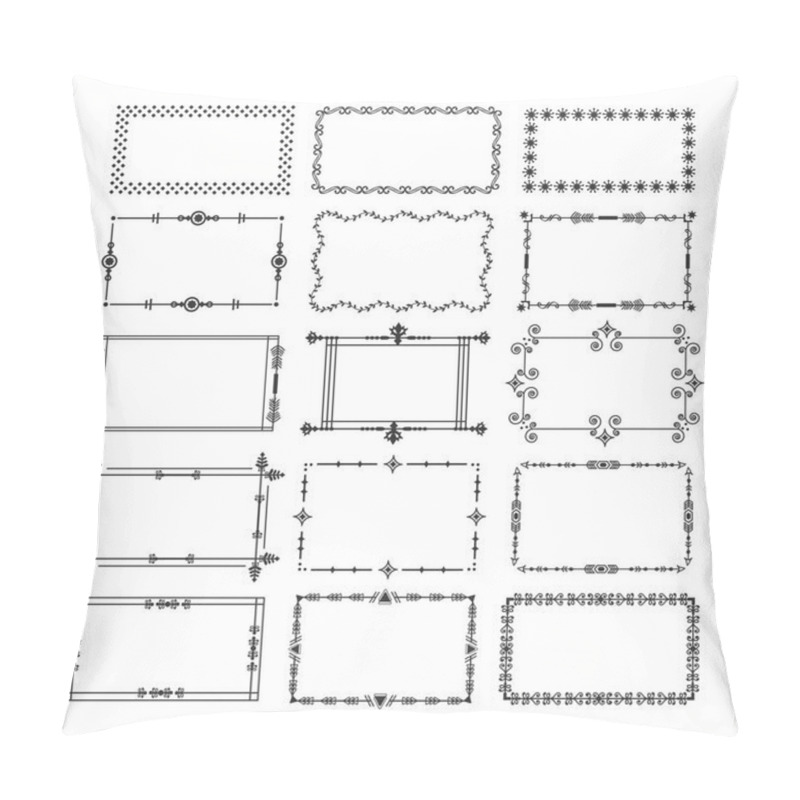 Personality  Black Rectangle Frames And Borders Emblem Icons Set On White Background Pillow Covers