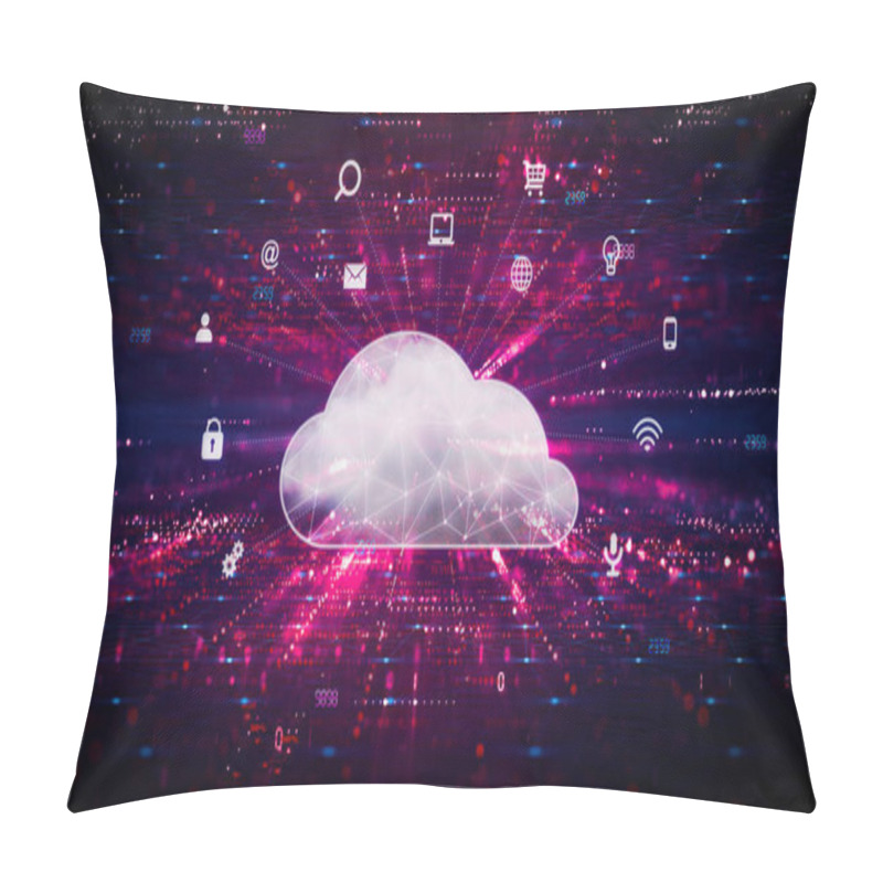 Personality  Cloud Computing Concept With Digital Cloud And IT Icons Pillow Covers