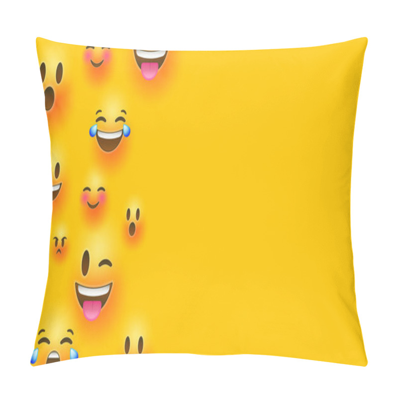 Personality  Funny Yellow Emoticon Face Copy Space Background Pillow Covers