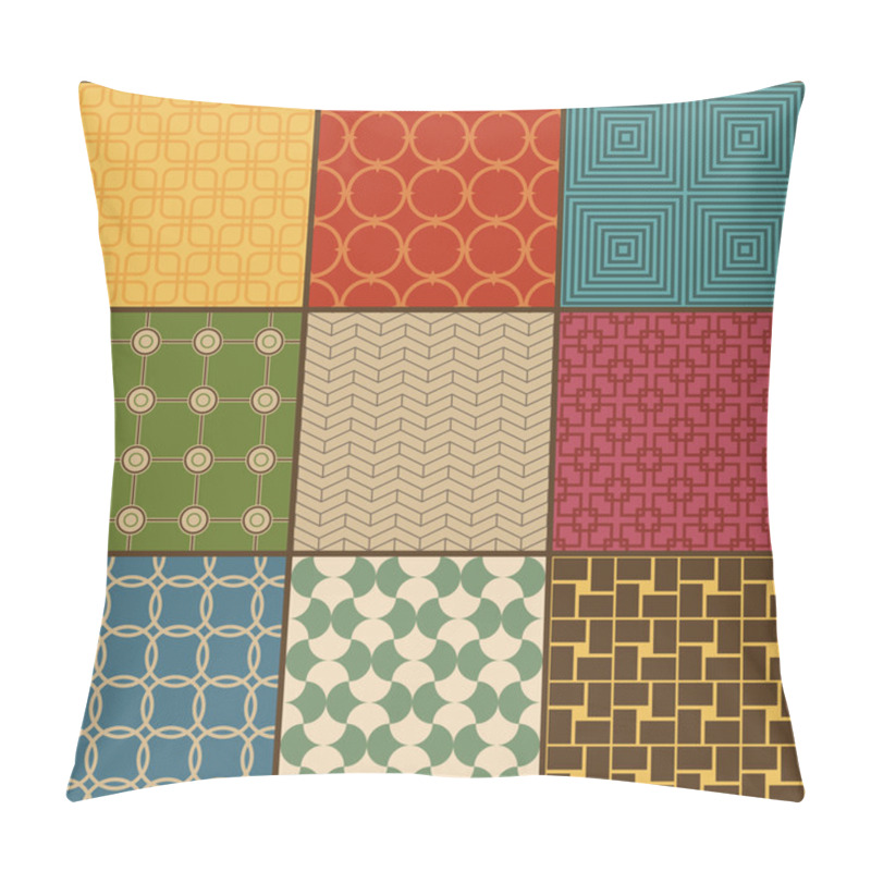 Personality  Set Of Nine Retro Simple Geometric Seamless Patterns Pillow Covers