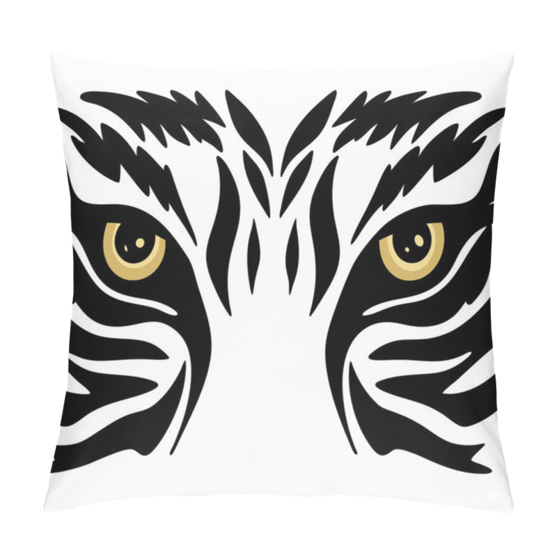 Personality  Tiger Eyes Vector Art Illustration, Wild Animal Design, Symbolic Tiger Head Artwork Pillow Covers