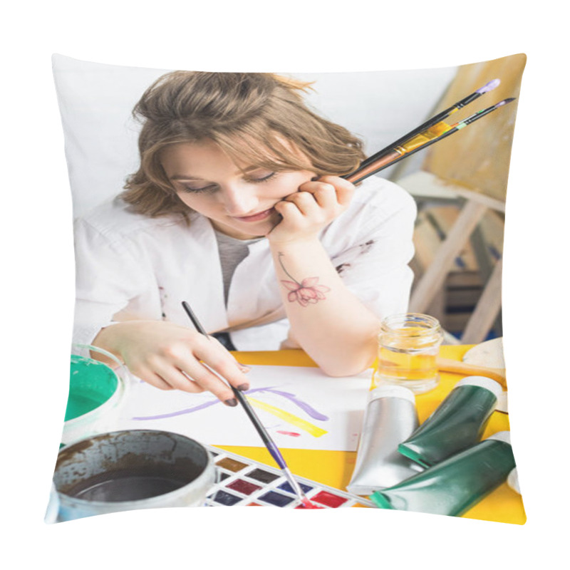 Personality  Young Creative Girl Feeling Bored In Light Studio Pillow Covers