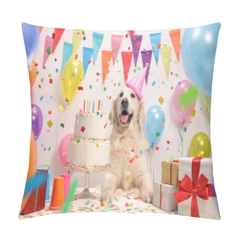 Personality  Labrador Retriever Dog With A Birthday Cake And A Party Hat Pillow Covers