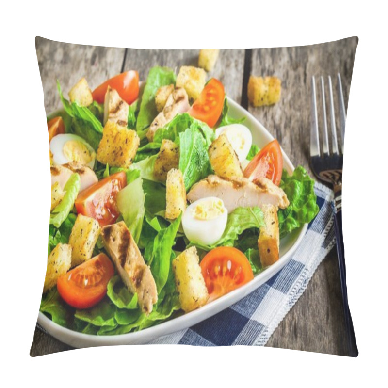 Personality  Caesar Salad With Croutons, Quail Eggs, Cherry Tomatoes And Grilled Chicken Pillow Covers