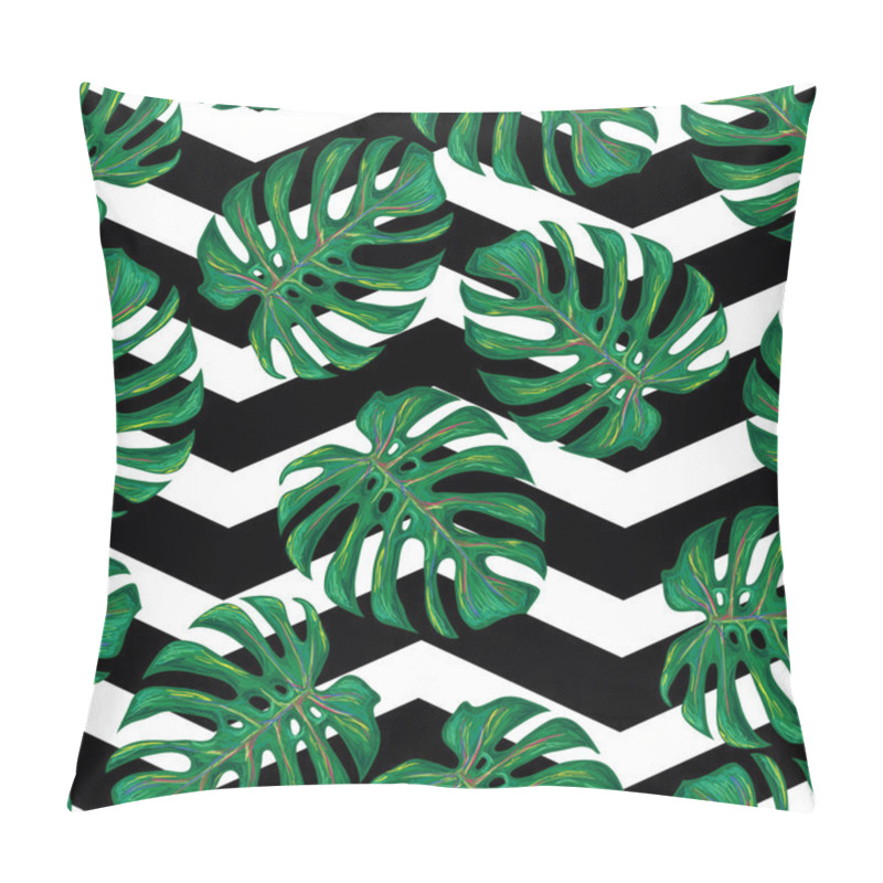 Personality  Tropical Pattern With Monstera Leaves Pillow Covers