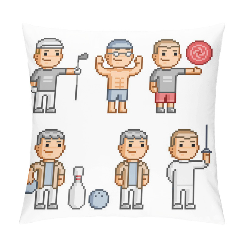 Personality  Pixel Art Collection Of Various Sports Pillow Covers