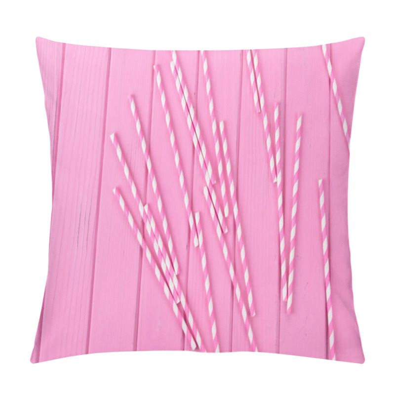 Personality  Drinking Straws On The Red Table, Close Up Pillow Covers