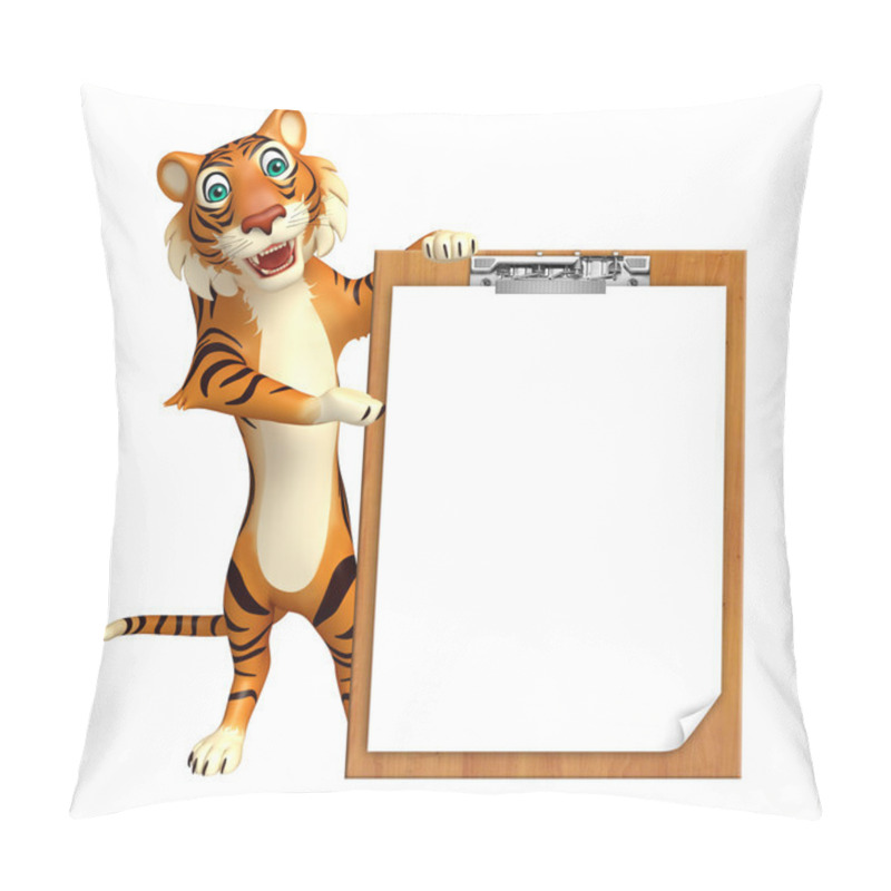 Personality  Tiger Cartoon Character With Exam Pad  Pillow Covers