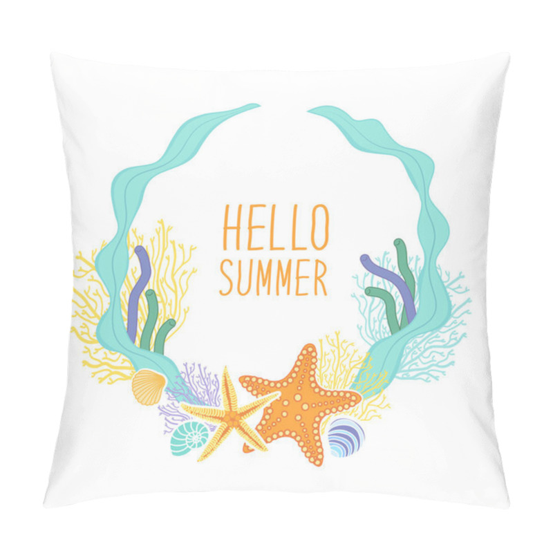 Personality  Cute Marine Background With Shells Pillow Covers