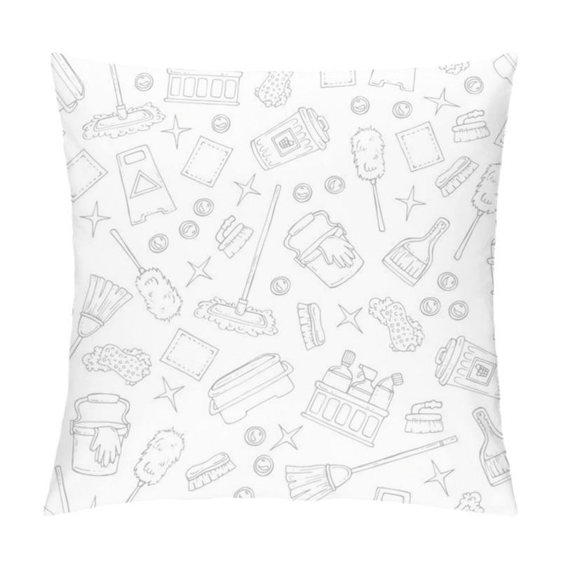 Personality  Pattern On The Theme Of Cleaning Services Company On White Pillow Covers