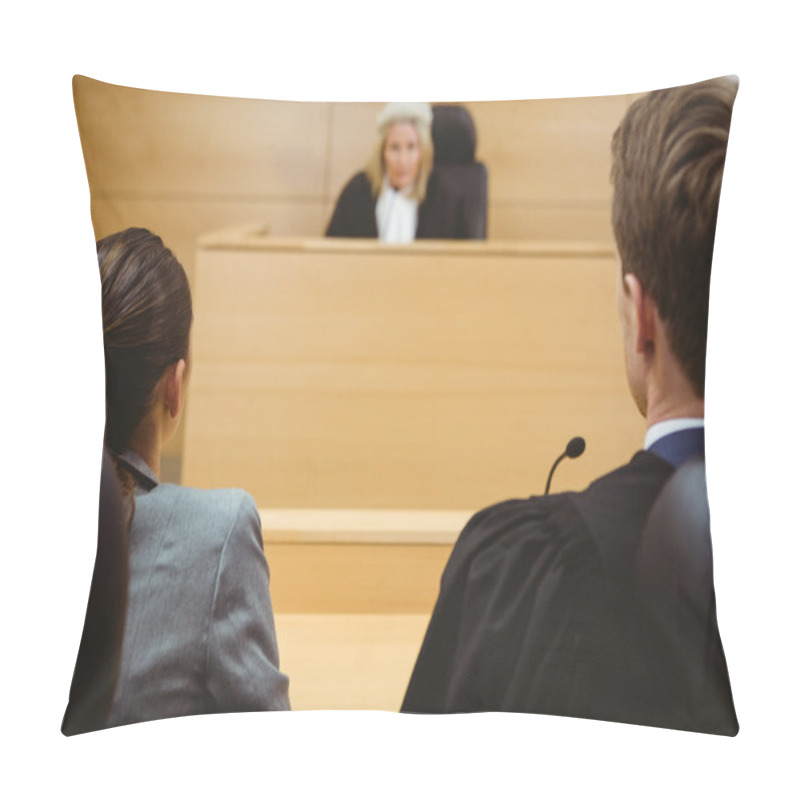 Personality  Judge Talking With Lawyers To Make A Decision Pillow Covers