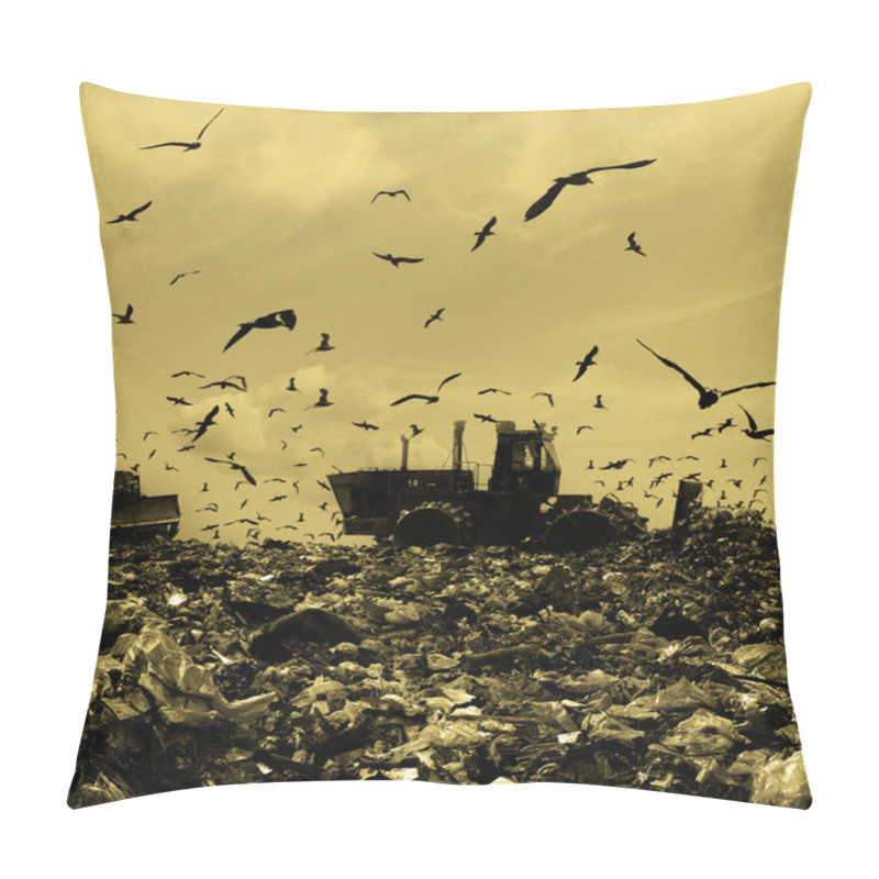 Personality  The Bulldozer On A Garbage Dump Pillow Covers